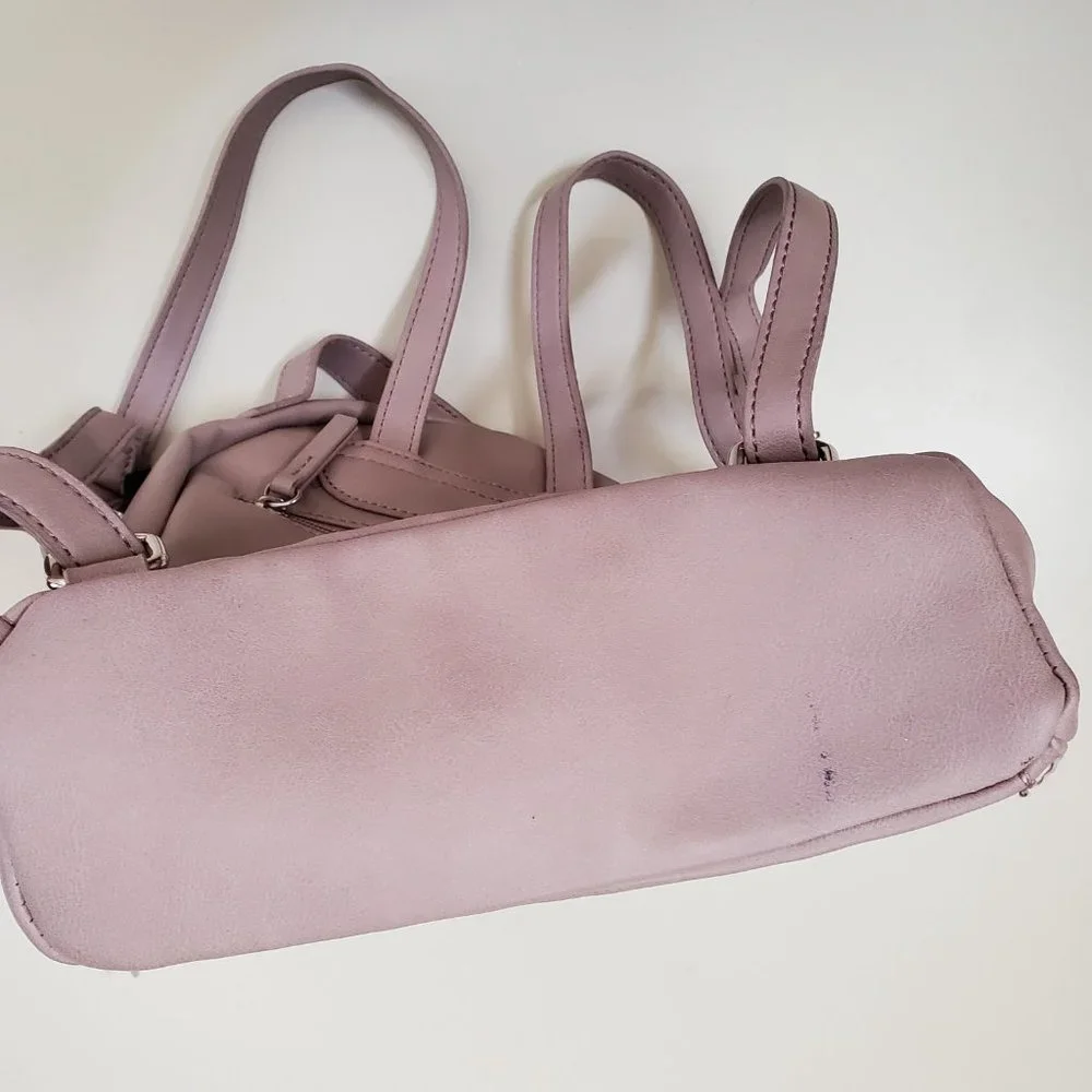 Faux leather solid color mini backpack